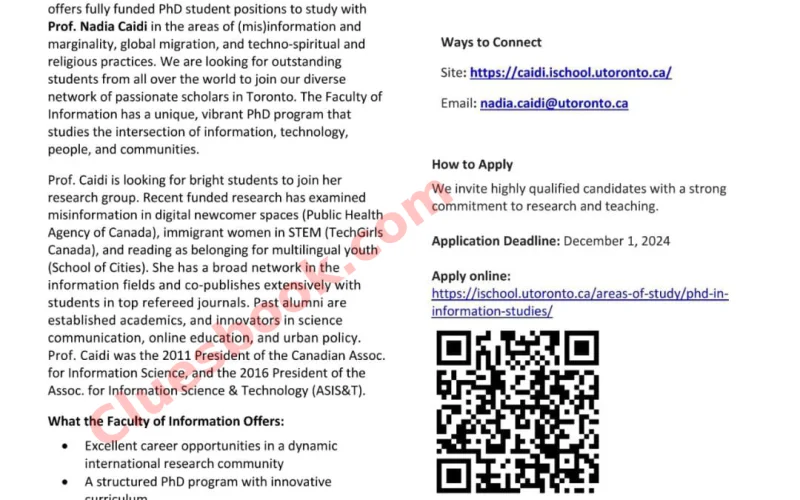 Fully Funded PhD Scholarships at University of Toronto