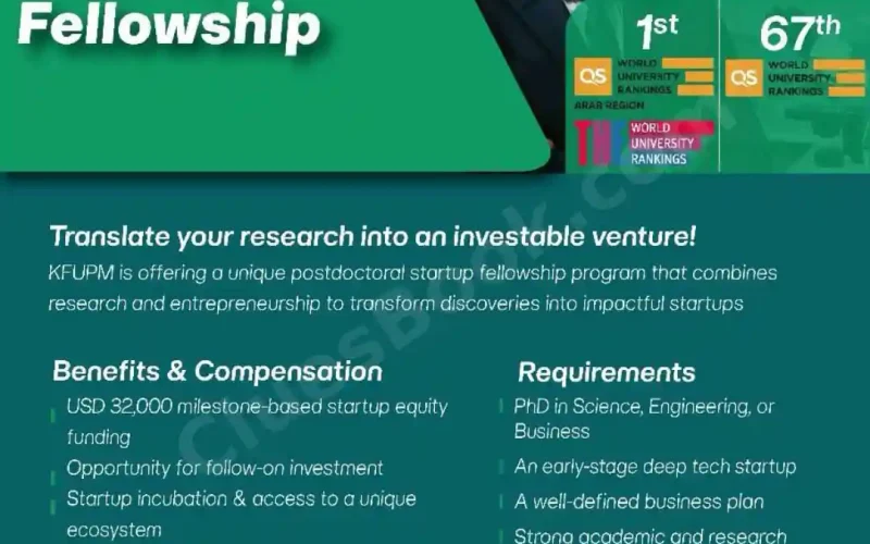 KFUPM Postdoctoral Startup Fellowship 2025 in KSA