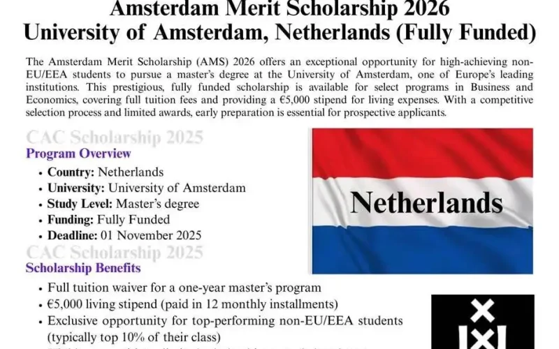 University of Amsterdam Masters Scholarships In Netherlands 2025