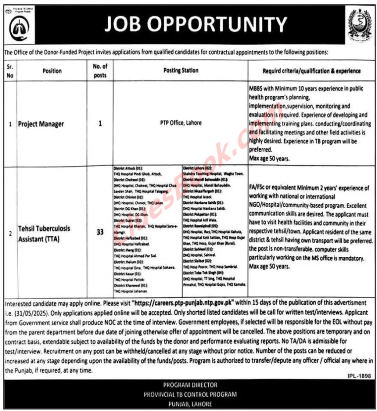 TB Assistant and Project Manager Jobs 2025 1 TB Assistant And Project Manager Jobs 2025