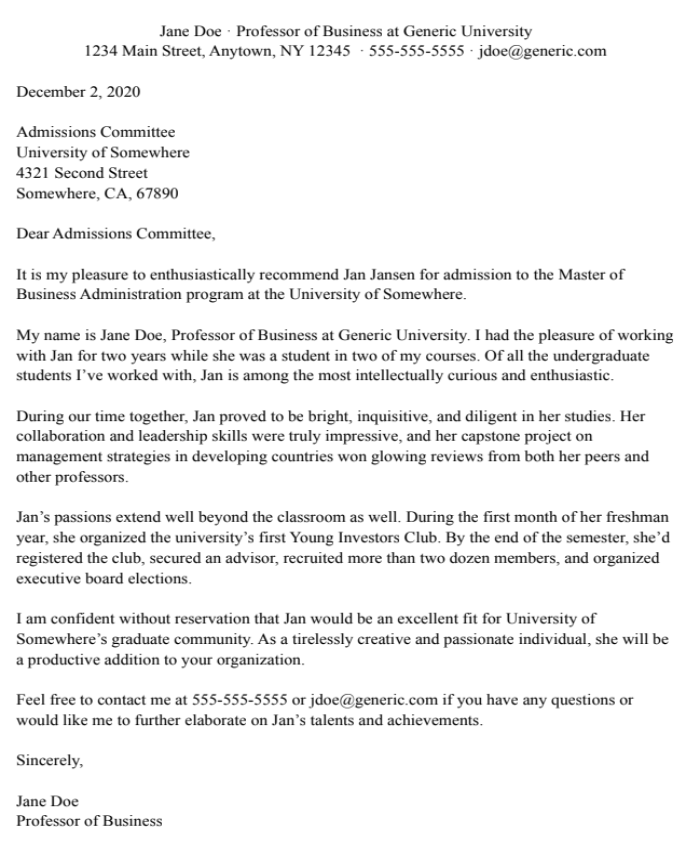 How Do You Write a Letter of Recommendation (Tips + Examples + Template) 2 letter of recommendation sample